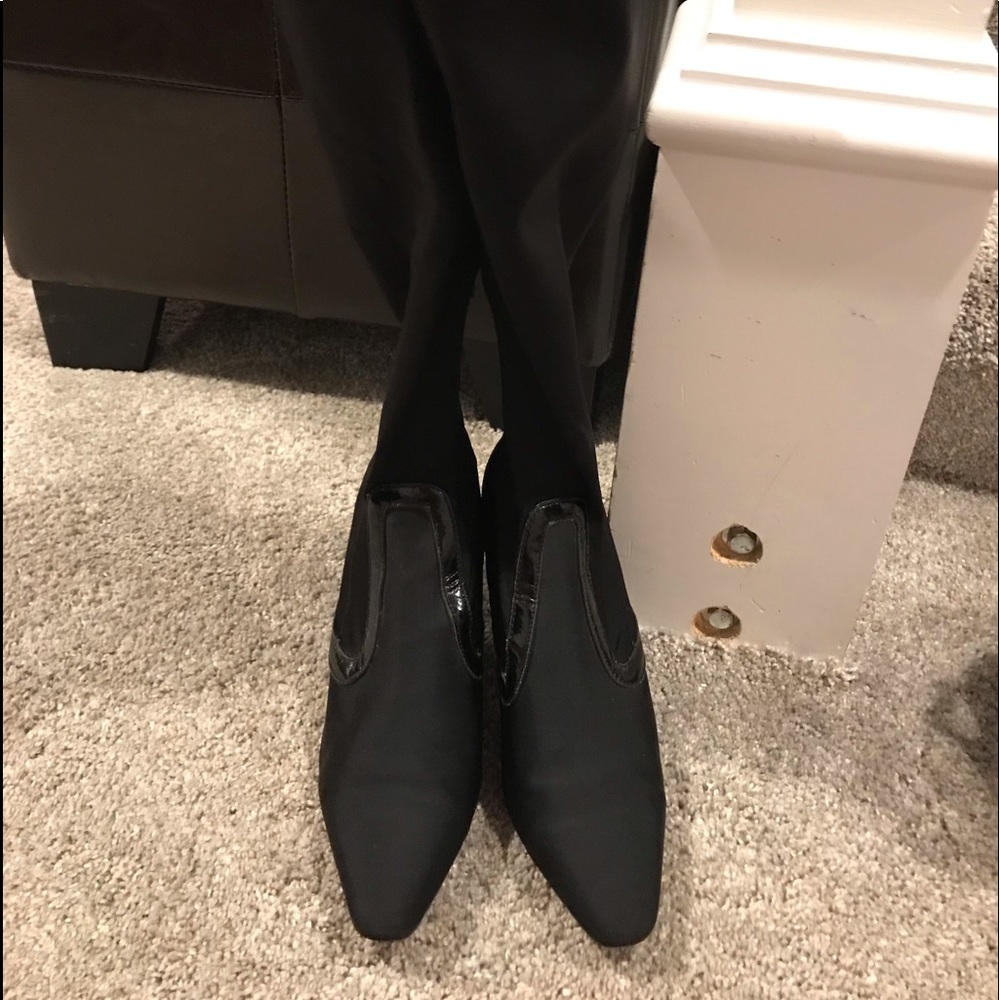 White House Black Market black stretch heel boot